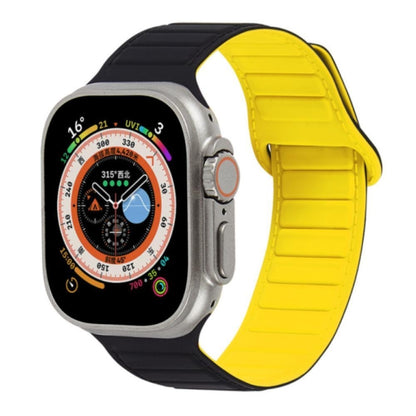 For Apple Watch 8 41mm Loop Magnetic Silicone Watch Band(Black Yellow) - Watch Bands by PMC Jewellery | Online Shopping South Africa | PMC Jewellery