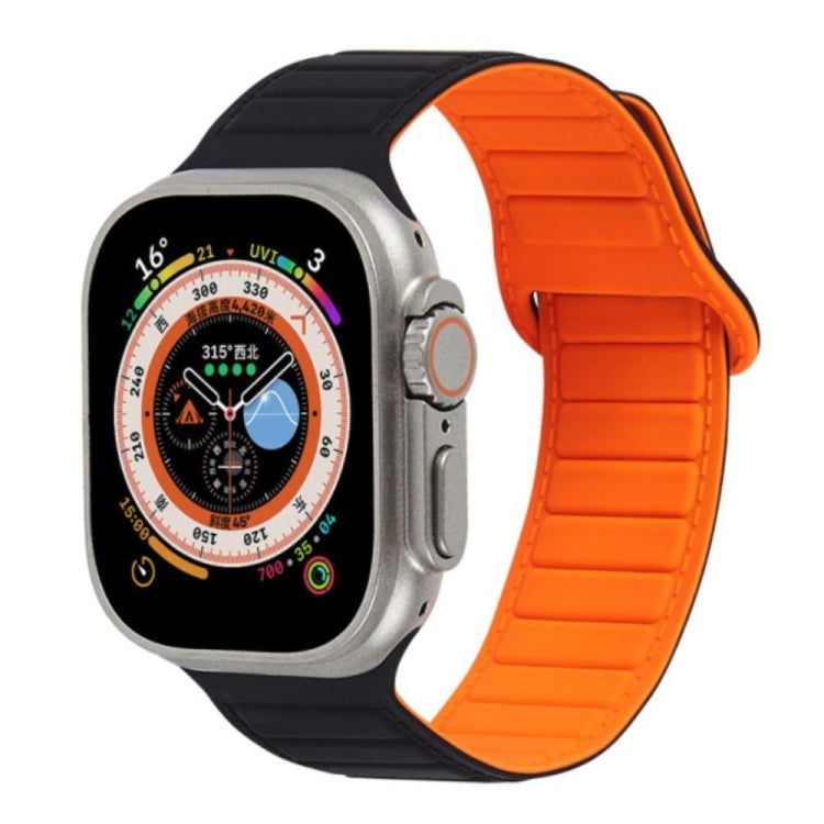 For Apple Watch 8 45mm  Loop Magnetic Silicone Watch Band(Black Orange) - Watch Bands by PMC TechLife | Online Shopping South Africa | PMC TechLife