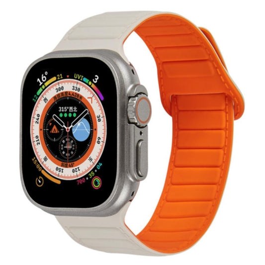 For Apple Watch 7 41mm Loop Magnetic Silicone Watch Band(Starlight Orange) - Watch Bands by PMC Jewellery | Online Shopping South Africa | PMC Jewellery