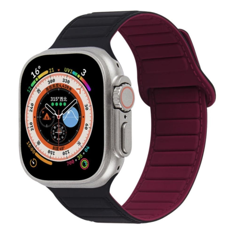 For Apple Watch 3 42mm Loop Magnetic Silicone Watch Band(Black Wine Red) - Watch Bands by PMC TechLife | Online Shopping South Africa | PMC TechLife