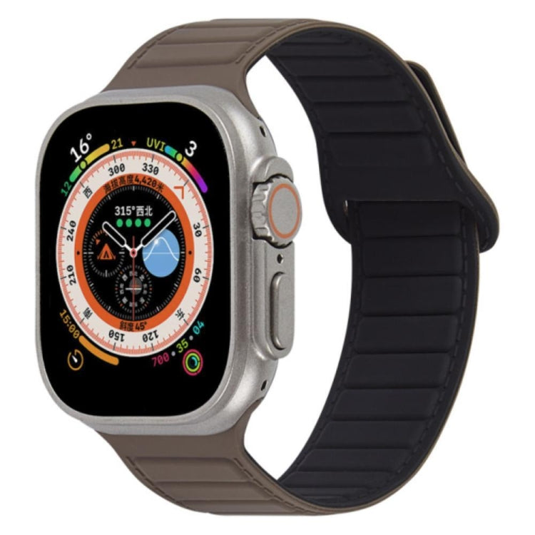 For Apple Watch 42mm Loop Magnetic Silicone Watch Band(Coffee Black) - Watch Bands by PMC Jewellery | Online Shopping South Africa | PMC Jewellery