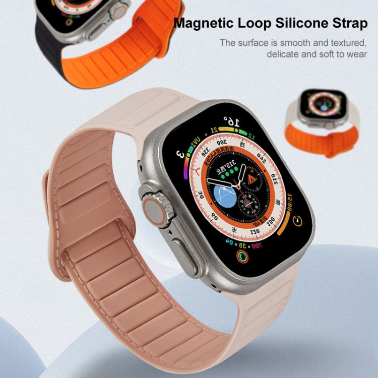 For Apple Watch 7 45mm Loop Magnetic Silicone Watch Band(Black Orange) - Watch Bands by PMC TechLife | Online Shopping South Africa | PMC TechLife