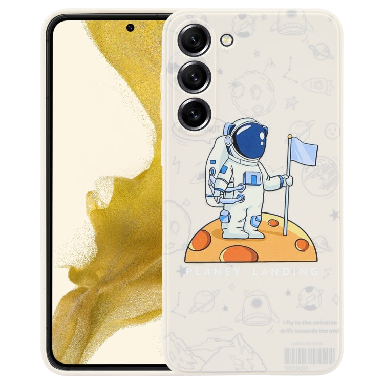 For Samsung Galaxy S10+ Astronaut Pattern Silicone Straight Edge Phone Case(Planet Landing-White) - free shipping - PMC TechLife - Order now!