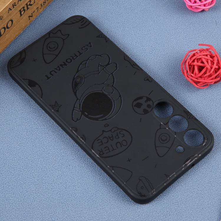 For Samsung Galaxy A91 Astronaut Pattern Silicone Straight Edge Phone Case(Flying Astronaut-Black) - free shipping - PMC TechLife - Order now!