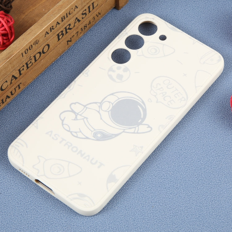 For Samsung Galaxy A22 5G Astronaut Pattern Silicone Straight Edge Phone Case(Flying Astronaut-White) - free shipping - PMC TechLife - Order now!