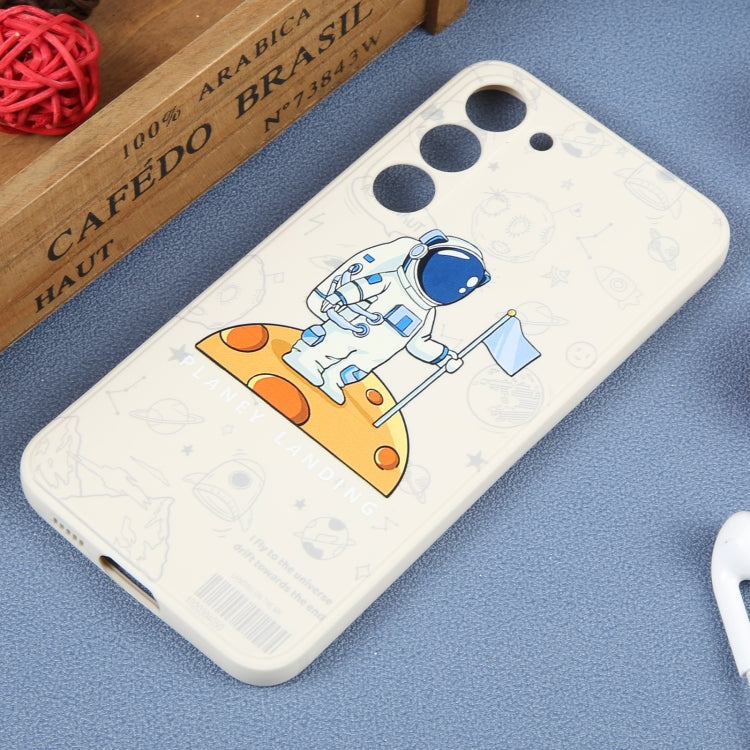 For Samsung Galaxy A12 Astronaut Pattern Silicone Straight Edge Phone Case(Planet Landing-White) - free shipping - PMC TechLife - Order now!