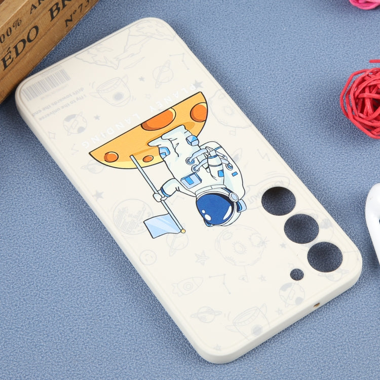 For Samsung Galaxy A12 Astronaut Pattern Silicone Straight Edge Phone Case(Planet Landing-White) - free shipping - PMC TechLife - Order now!