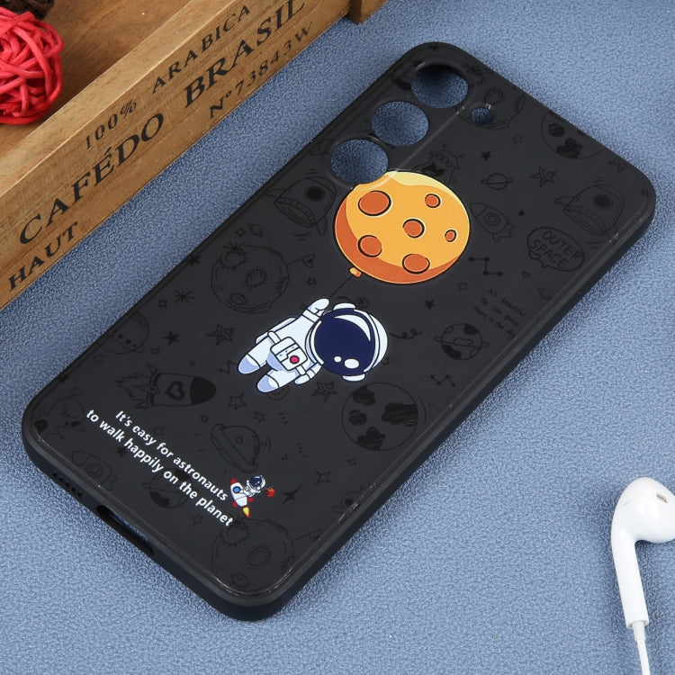 For Samsung Galaxy A02 Astronaut Pattern Silicone Straight Edge Phone Case(Planet Landing-Black) - free shipping - PMC TechLife - Order now!