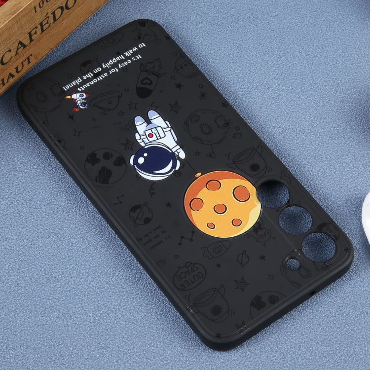 For Samsung Galaxy A02 Astronaut Pattern Silicone Straight Edge Phone Case(Planet Landing-Black) - free shipping - PMC TechLife - Order now!
