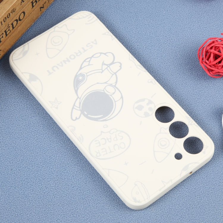 For Samsung Galaxy A21s Astronaut Pattern Silicone Straight Edge Phone Case(Flying Astronaut-White) - free shipping - PMC TechLife - Order now!