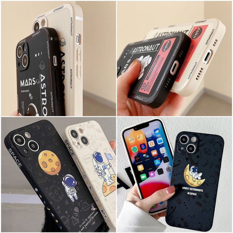 For Samsung Galaxy A32 5G Astronaut Pattern Silicone Straight Edge Phone Case(Flying Astronaut-Black) - free shipping - PMC TechLife - Order now!