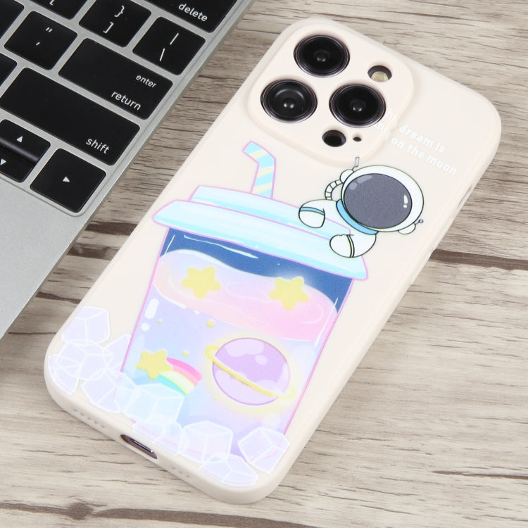For iPhone 8 Plus / 7 Plus Milk Tea Astronaut Pattern Liquid Silicone Phone Case(Ivory White) - free shipping - PMC TechLife - Order now!