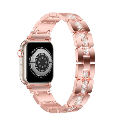 Diamond Metal Watch Band For Apple Watch 8 41mm(Pink) - Watch Bands by PMC Jewellery | Online Shopping South Africa | PMC Jewellery