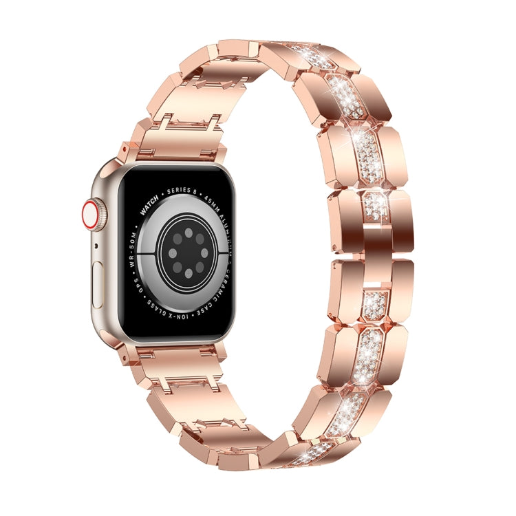 Diamond Metal Watch Band For Apple Watch 6 44mm(Rose Gold) - Watch Bands by PMC Jewellery | Online Shopping South Africa | PMC Jewellery