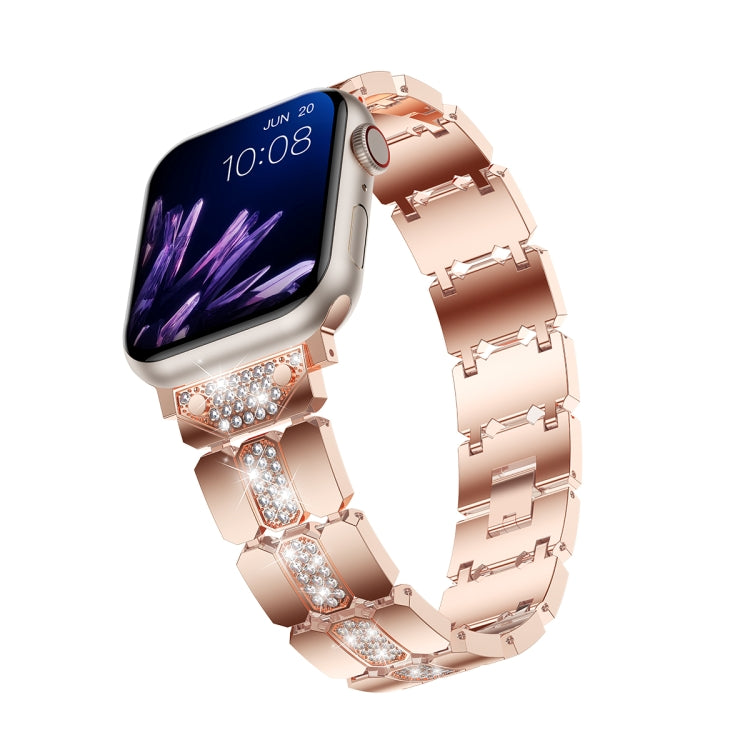 Diamond Metal Watch Band For Apple Watch 4 40mm(Rose Gold) - Watch Bands by PMC Jewellery | Online Shopping South Africa | PMC Jewellery