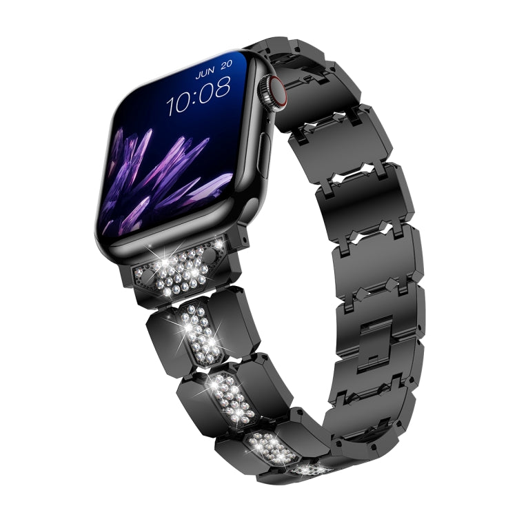 Diamond Metal Watch Band For Apple Watch 4 44mm(Black) - Watch Bands by PMC Jewellery | Online Shopping South Africa | PMC Jewellery