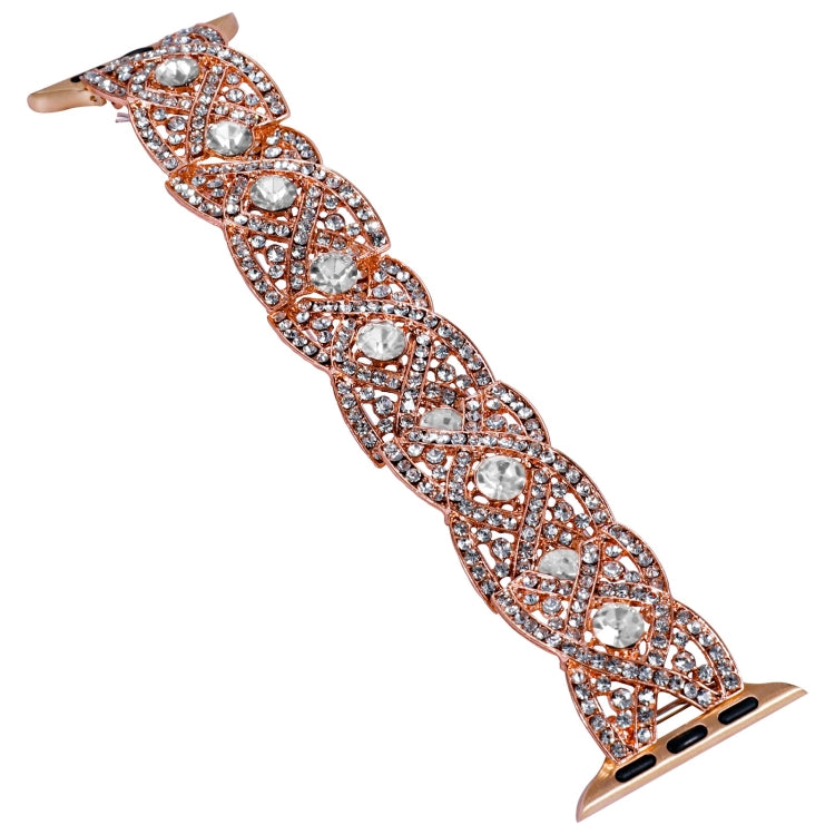 Diamonds Twist Metal Watch Band For Apple Watch 8 45mm(Rose Gold White) - Watch Bands by PMC Jewellery | Online Shopping South Africa | PMC Jewellery