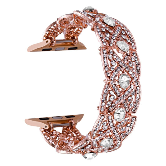 Diamonds Twist Metal Watch Band For Apple Watch 7 41mm(Rose Gold White) - Watch Bands by PMC Jewellery | Online Shopping South Africa | PMC Jewellery