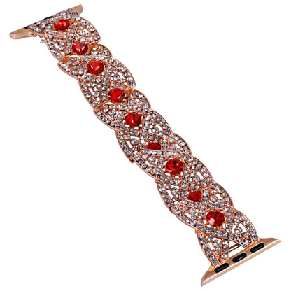 Diamonds Twist Metal Watch Band For Apple Watch SE 2022 44mm(Rose Gold Red) - Watch Bands by PMC Jewellery | Online Shopping South Africa | PMC Jewellery