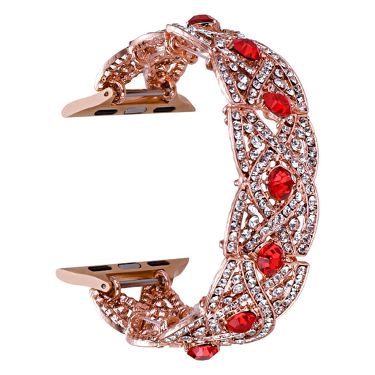 Diamonds Twist Metal Watch Band For Apple Watch 42mm(Rose Gold Red) - Watch Bands by PMC Jewellery | Online Shopping South Africa | PMC Jewellery