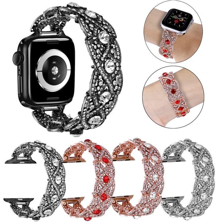 Diamonds Twist Metal Watch Band For Apple Watch 8 45mm(Rose Gold White) - Watch Bands by PMC Jewellery | Online Shopping South Africa | PMC Jewellery