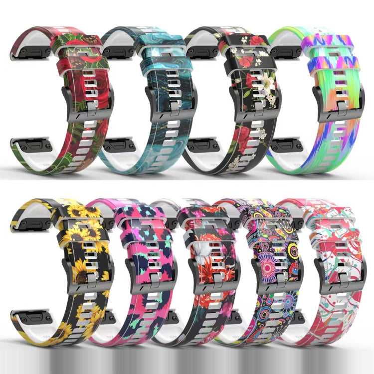For Garmin  Tactix 7 Pro / Fenix 7X / 6X Pro Printing Quick Release Silicone Watch Band(Marble) - Watch Bands by PMC TechLife | Online Shopping South Africa | PMC TechLife