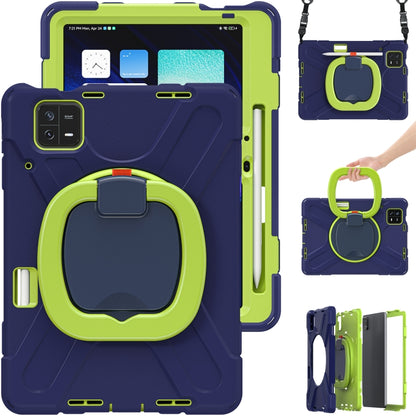 For Xiaomi Pad 6 / 6 Pro Silicone Hybrid PC Tablet Case with Holder & Shoulder Strap(Navy Blue Olivine) -  by PMC Jewellery | Online Shopping South Africa | PMC Jewellery