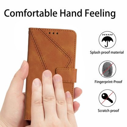 For Huawei P60 Pro Stitching Embossed Leather Phone Case(Brown) - Huawei Cases by PMC Jewellery | Online Shopping South Africa | PMC Jewellery