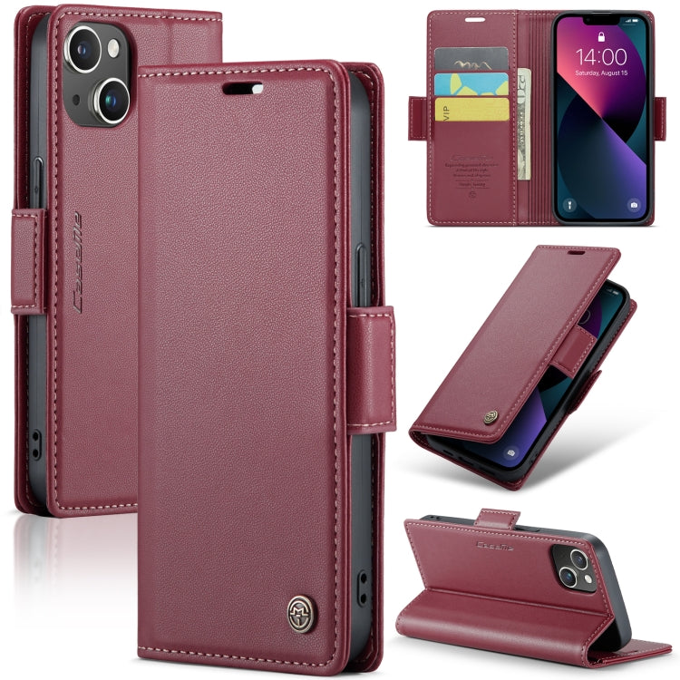 For iPhone 14 CaseMe 023 Butterfly Buckle Litchi Texture RFID Anti-theft Leather Phone Case(Wine Red) - iPhone 14 Cases by CaseMe | Online Shopping South Africa | PMC Jewellery