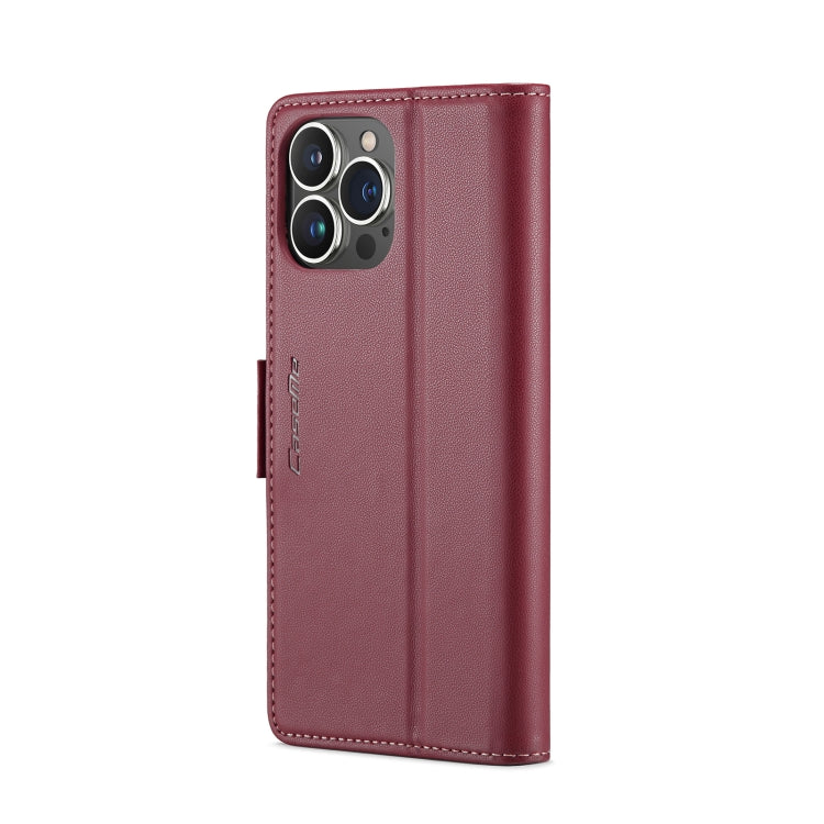 For iPhone 14 Pro Max CaseMe 023 Butterfly Buckle Litchi Texture RFID Anti-theft Leather Phone Case(Wine Red) - iPhone 14 Pro Max Cases by CaseMe | Online Shopping South Africa | PMC Jewellery