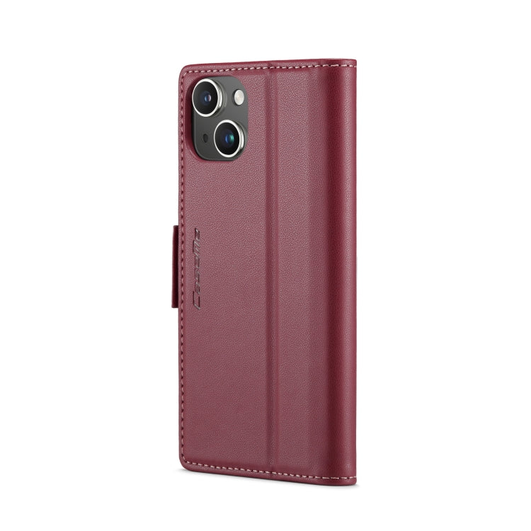 For iPhone 13 CaseMe 023 Butterfly Buckle Litchi Texture RFID Anti-theft Leather Phone Case(Wine Red) - iPhone 13 Cases by CaseMe | Online Shopping South Africa | PMC Jewellery