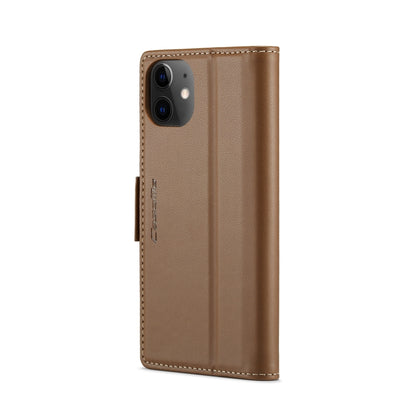 For iPhone 12 / 12 Pro CaseMe 023 Butterfly Buckle Litchi Texture RFID Anti-theft Leather Phone Case(Brown) - iPhone 12 / 12 Pro Cases by CaseMe | Online Shopping South Africa | PMC Jewellery