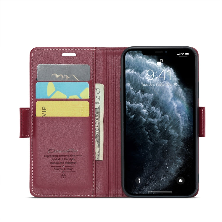 For iPhone 11 Pro CaseMe 023 Butterfly Buckle Litchi Texture RFID Anti-theft Leather Phone Case(Wine Red) - iPhone 11 Pro Cases by CaseMe | Online Shopping South Africa | PMC Jewellery