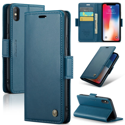 For iPhone XS Max CaseMe 023 Butterfly Buckle Litchi Texture RFID Anti-theft Leather Phone Case(Blue) - More iPhone Cases by CaseMe | Online Shopping South Africa | PMC Jewellery