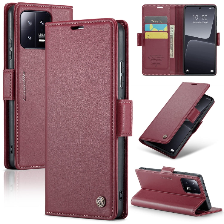 For Xiaomi 13 CaseMe 023 Butterfly Buckle Litchi Texture RFID Anti-theft Leather Phone Case(Wine Red) - 13 Cases by CaseMe | Online Shopping South Africa | PMC Jewellery