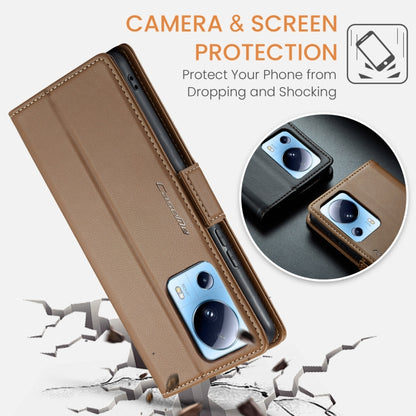 For Xiaomi 13 Lite CaseMe 023 Butterfly Buckle Litchi Texture RFID Anti-theft Leather Phone Case(Brown) - 13 Lite Cases by CaseMe | Online Shopping South Africa | PMC Jewellery