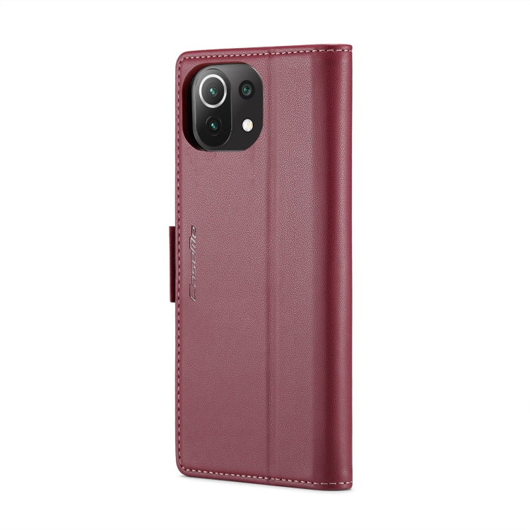 For Xiaomi Mi 11 Lite CaseMe 023 Butterfly Buckle Litchi Texture RFID Anti-theft Leather Phone Case(Wine Red) - Xiaomi Cases by CaseMe | Online Shopping South Africa | PMC Jewellery