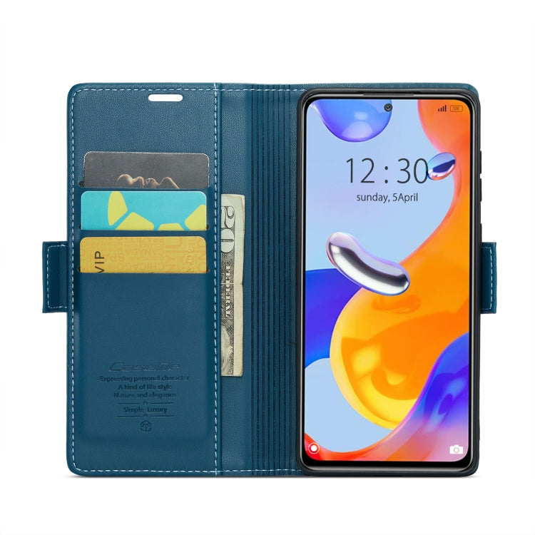 CaseMe 023 Butterfly Buckle Litchi Texture RFID Anti-theft Leather Phone Case For Xiaomi Redmi Note 11 Pro 5G Global/Redmi Note 11 Pro Global(Blue) - Redmi Note 11 Pro Case by CaseMe | Online Shopping South Africa | PMC Jewellery