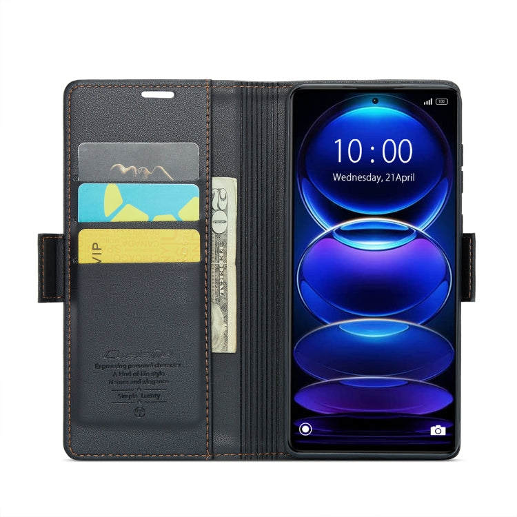 For Xiaomi Redmi Note 12 Pro+ 5G Global CaseMe 023 Butterfly Buckle Litchi Texture RFID Anti-theft Leather Phone Case(Black) - Note 12 Pro+ Cases by CaseMe | Online Shopping South Africa | PMC Jewellery