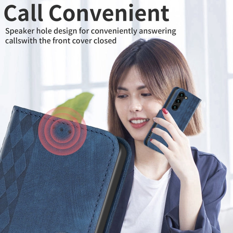 For Samsung Galaxy S23+ 5G Plaid Embossed Leather Phone Case(Blue) - free shipping - PMC TechLife - Order now!