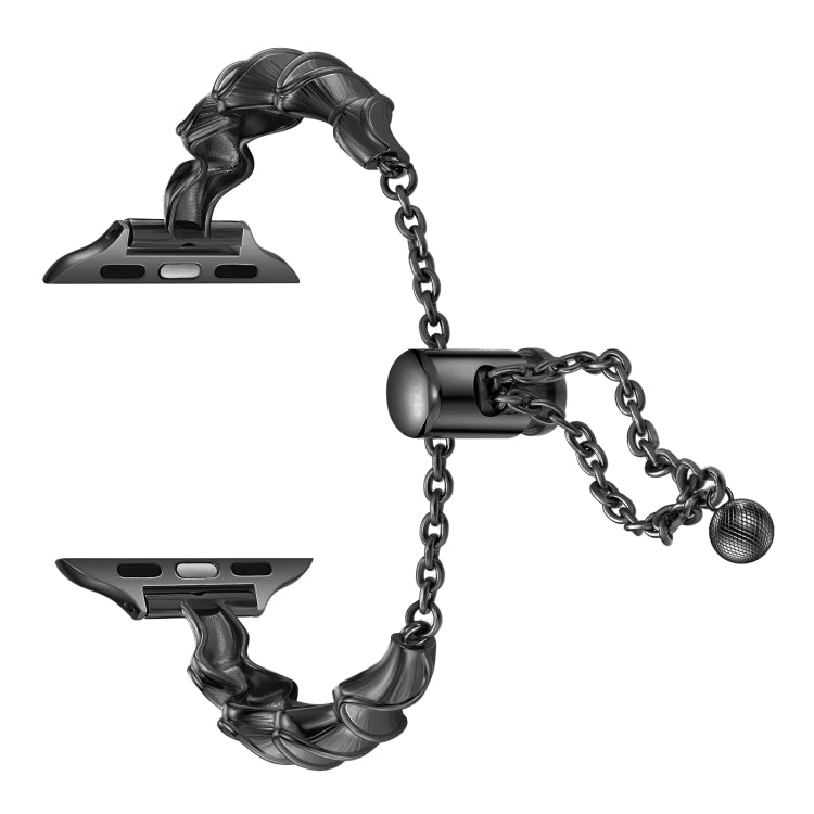 Ribbon Wave Metal Watch Band For Apple Watch 7 45mm(Black) - Watch Bands by PMC TechLife | Online Shopping South Africa | PMC TechLife