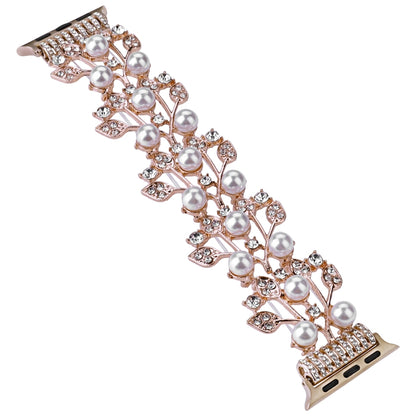 Four-leaf Bead Metal Watch Band For Apple Watch SE 2022 40mm(Rose Gold) - Watch Bands by PMC Jewellery | Online Shopping South Africa | PMC Jewellery