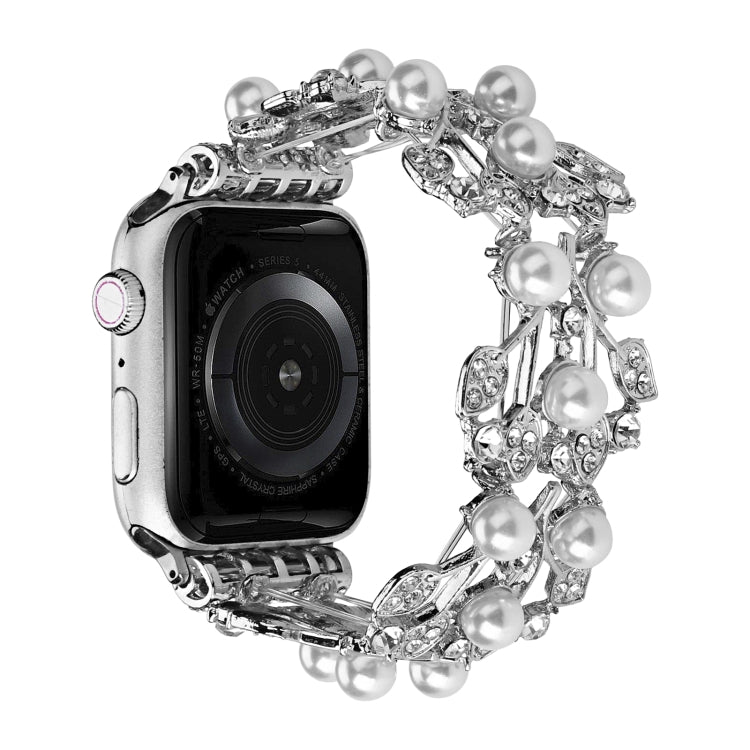 Four-leaf Bead Metal Watch Band For Apple Watch 4 44mm(Silver) - Watch Bands by PMC TechLife | Online Shopping South Africa | PMC TechLife