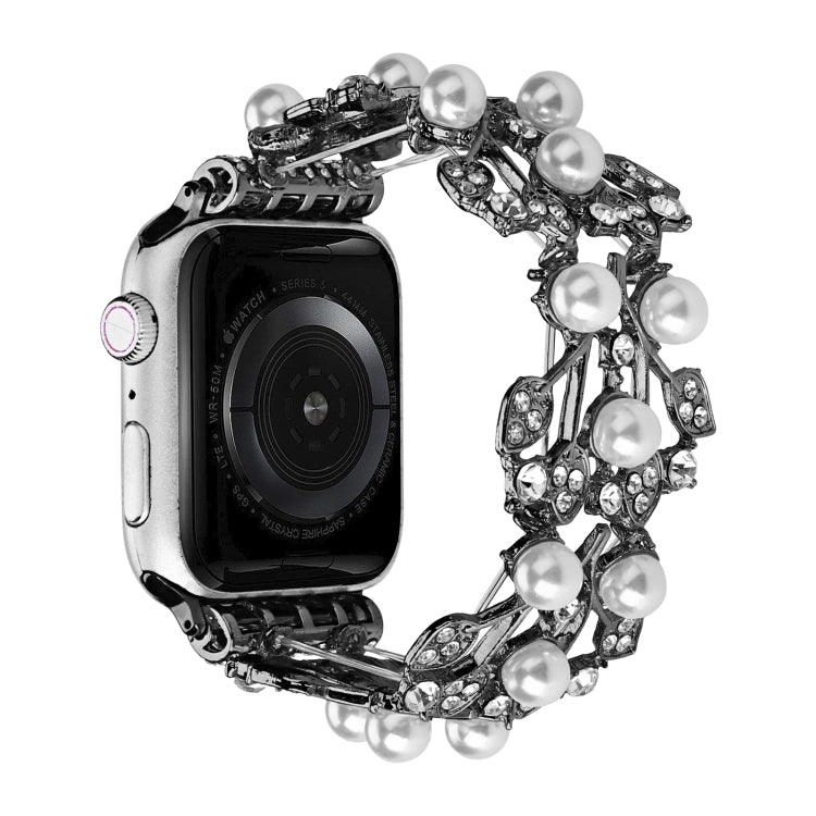 Four-leaf Bead Metal Watch Band For Apple Watch 2 38mm(Black) - Watch Bands by PMC TechLife | Online Shopping South Africa | PMC TechLife