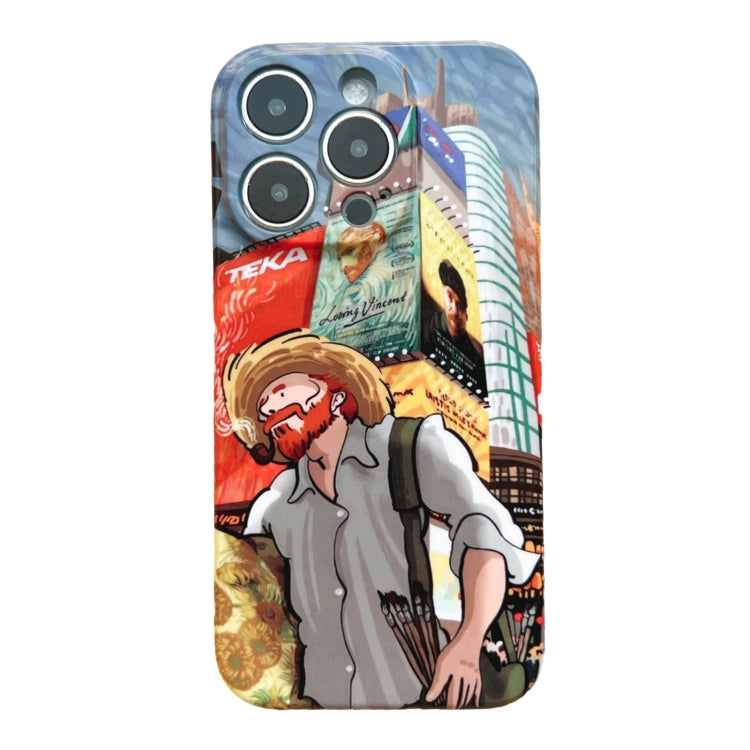 For iPhone 12 Pro Precise Hole Oil Painting Pattern PC Phone Case(Edifice) - iPhone 12 / 12 Pro Cases by PMC Jewellery | Online Shopping South Africa | PMC Jewellery