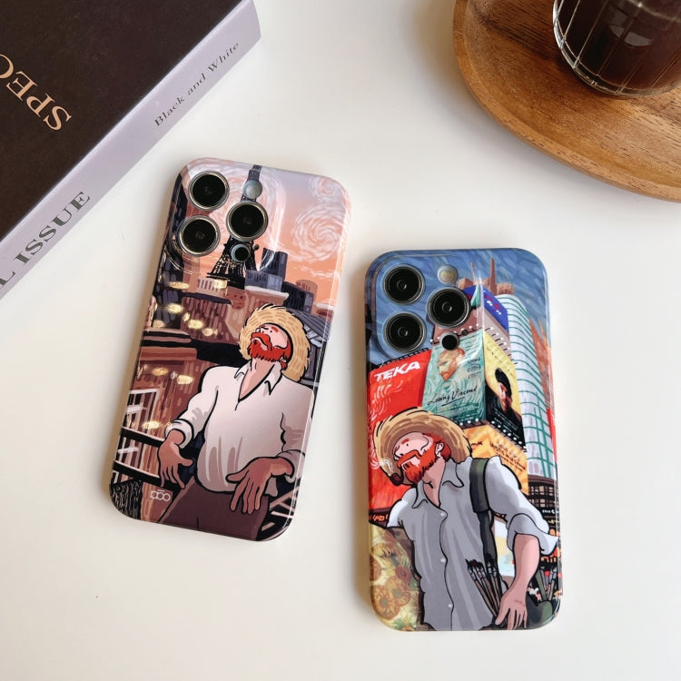 For iPhone 12 Pro Max Precise Hole Oil Painting Pattern PC Phone Case(Edifice) - iPhone 12 Pro Max Cases by PMC Jewellery | Online Shopping South Africa | PMC Jewellery