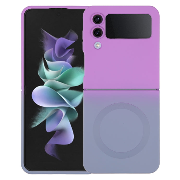 For Samsung Galaxy Z Flip3 5G Liquid TPU Silicone Gradient MagSafe Phone Case(Purple Grey) - Galaxy Phone Cases by PMC Jewellery | Online Shopping South Africa | PMC Jewellery