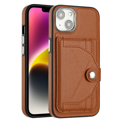 For iPhone 13 Shockproof Leather Phone Case with Card Holder(Brown) - iPhone 13 Cases by PMC Jewellery | Online Shopping South Africa | PMC Jewellery