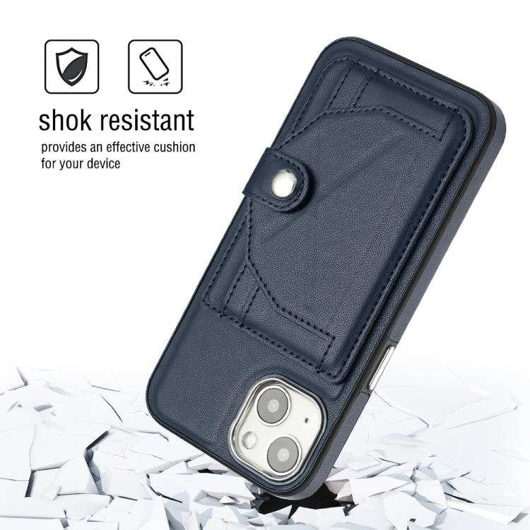 For iPhone 15 Shockproof Leather Phone Case with Card Holder(Blue) - iPhone 15 Cases by PMC Jewellery | Online Shopping South Africa | PMC Jewellery