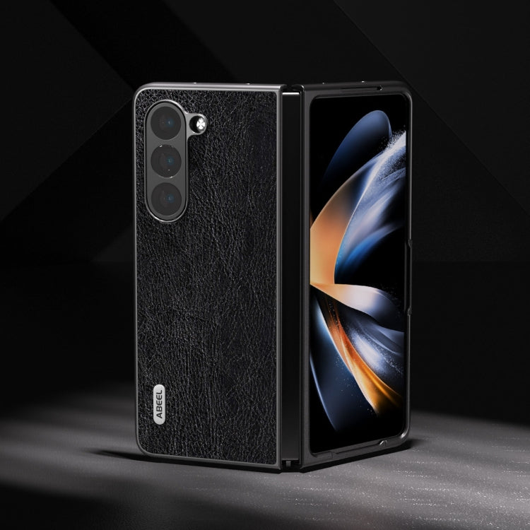 For Samsung Galaxy Z Fold5 ABEEL Retro Litchi Texture PU Phone Case(Black) - free shipping - PMC TechLife - Order now!